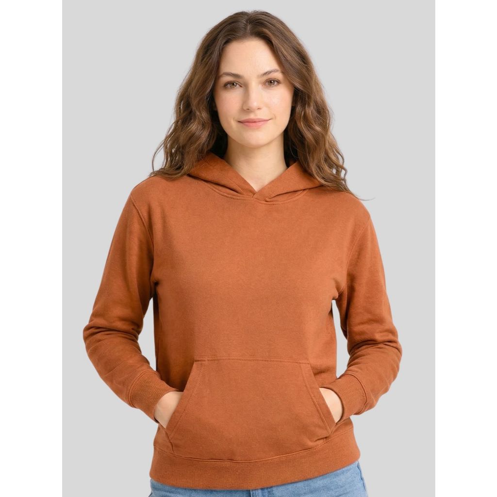 Moletom Canguru Feminino Liso Capuz Inverno Algodão Poliéster Confortável Quentinho