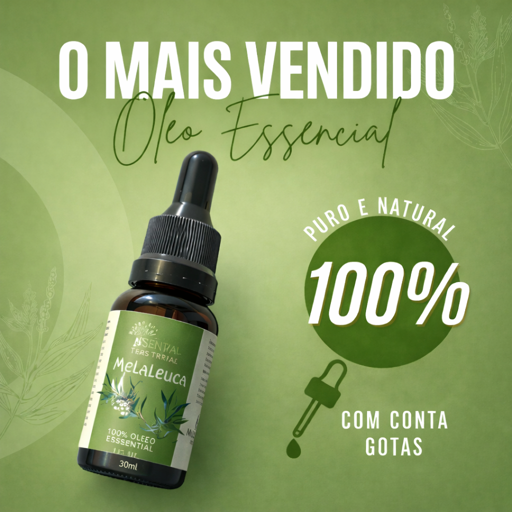Óleo Essencial De Melaleuca Tea Tree 100% Puro 30ml Contra