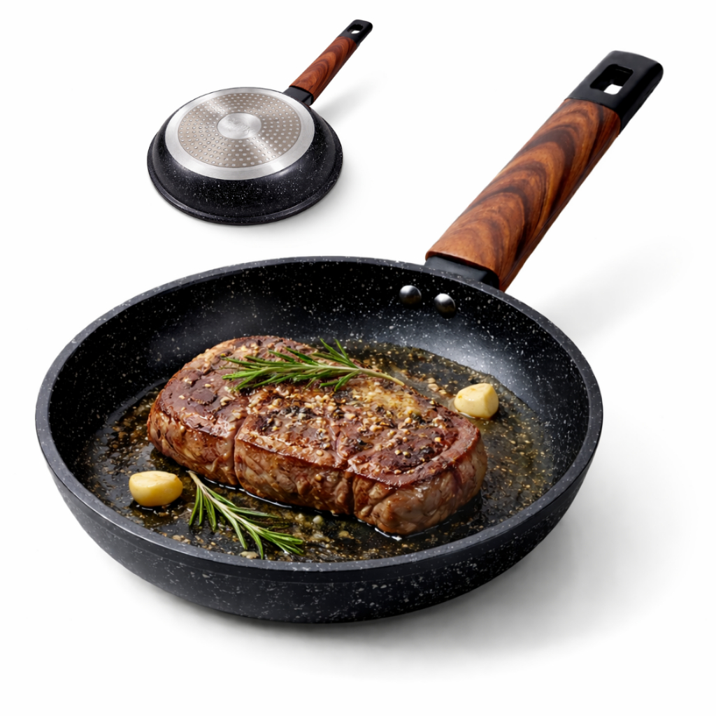 Frigideira Cerâmica Antiaderente Grande 24CM Fogão A Gás Indução Cooktop Elétrico Panela Frita Sem Óleo Não Gruda