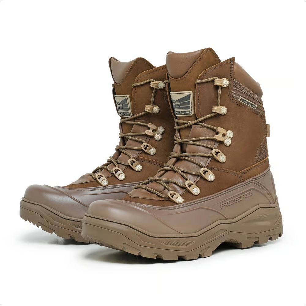 Bota Coturno Acero Tiger Pró Marrom Coyote Couro Legítimo Militar Tática Conforto Robusto Resistência EPI C.A 39.810 Top