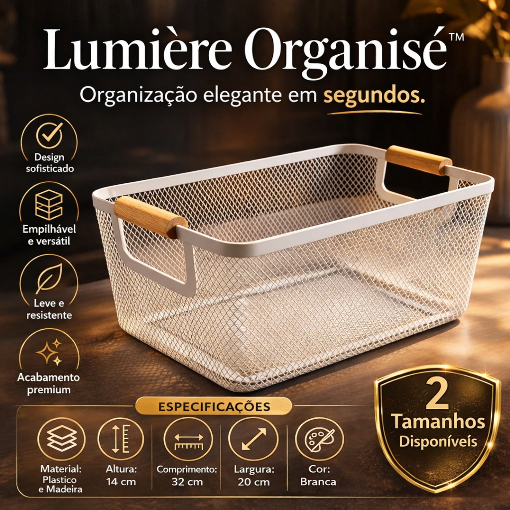 Caixa Organizadora Grande Branca Plástica Resistente Multiuso Armário Escritório Casa