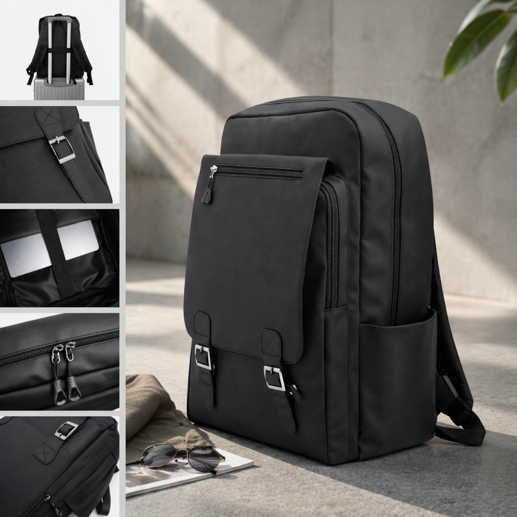 Mochila Executiva Masculina Impermeável Couro Sintético Grande Capacidade Para Notebook Trabalho