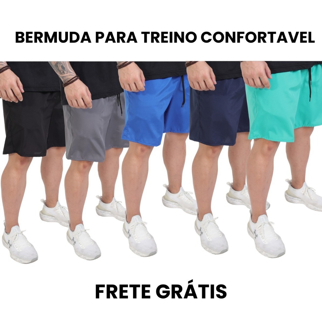Kit 5 Bermudas Masculinas Dry Fit | Corrida Esportivo Secagem Rápida - Elastano Masculino.