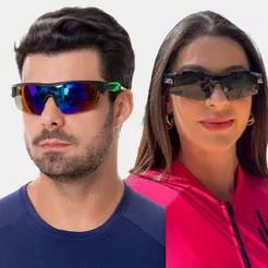 Kit 2 Óculos Unissex Esportivo Ciclista Proteção UV Corrida Bike Ciclismo Esportes