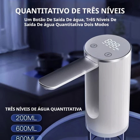 Dispensador de água elétrico dobrável - Bomba de água recarregável para garrafões de água de 10/20 litros (WP-02)