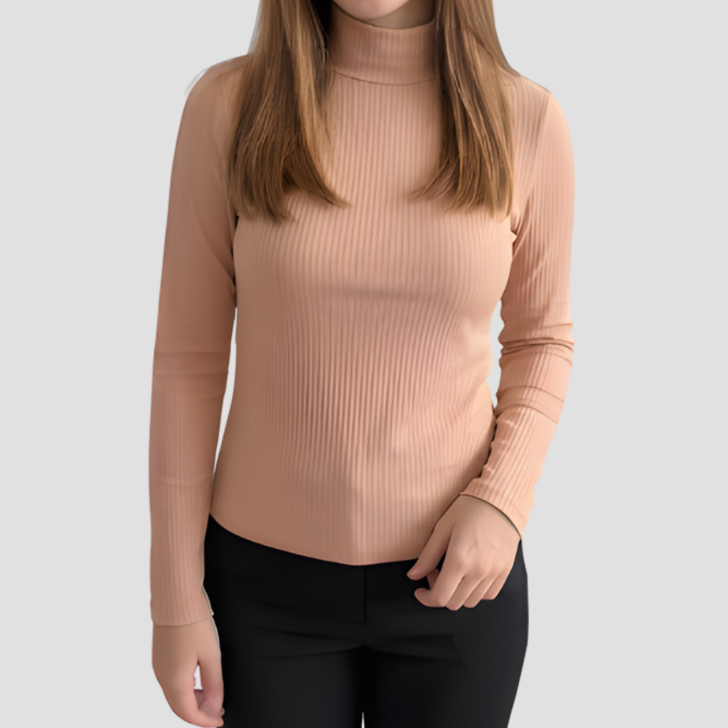 Blusa Canelada Manga Longa Gola Cacharrel Malha Canelada Feminina Inverno (Inovastilo)