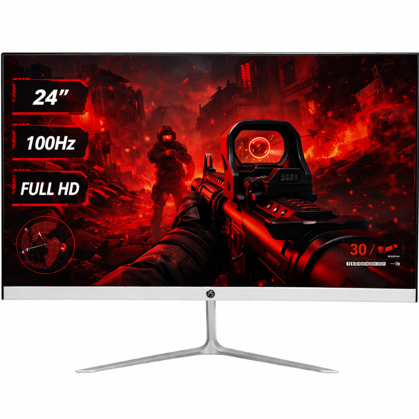 Monitor Gamer BrazilPC M24CWA 24" Curvo 100Hz Full HD - Frameless Branco com HDMI/VGA