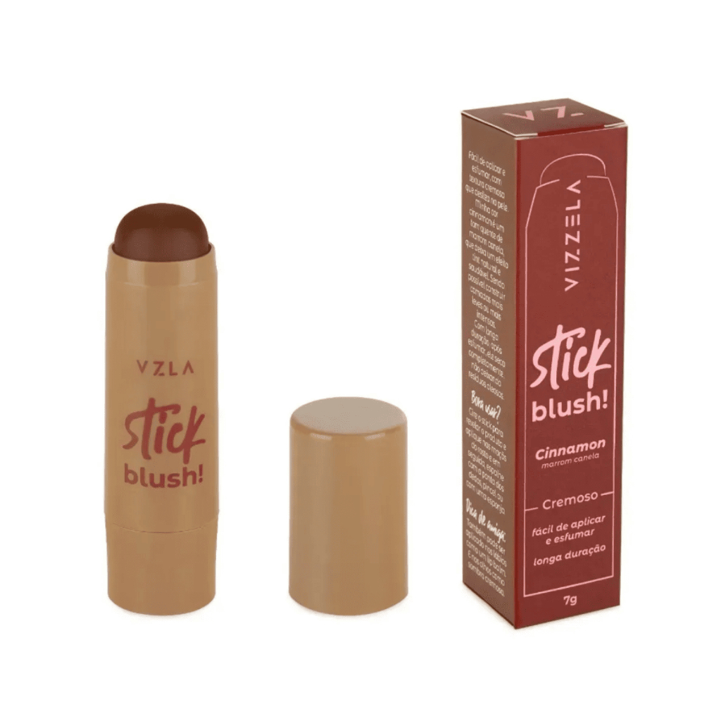 Blush Stick Cinnamon Canela Marrom Bastão Vizzela Vegano