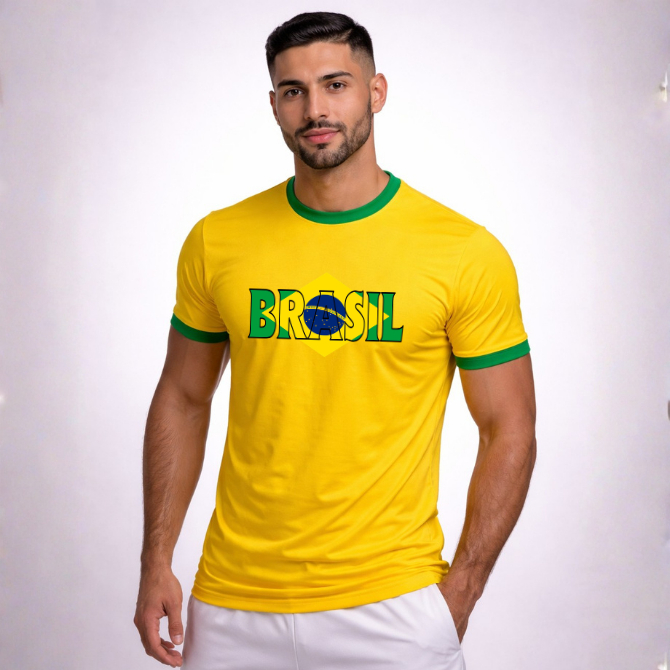 Camiseta Futebol Brasil Copa Do Mundo Unissex Camiseta T-Shirt Feminina e Masculina Envio Imediato
