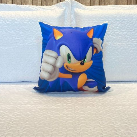 Capa de Almofada Suede Personagens Infantis 45 x 45 Temático Kids Sonic