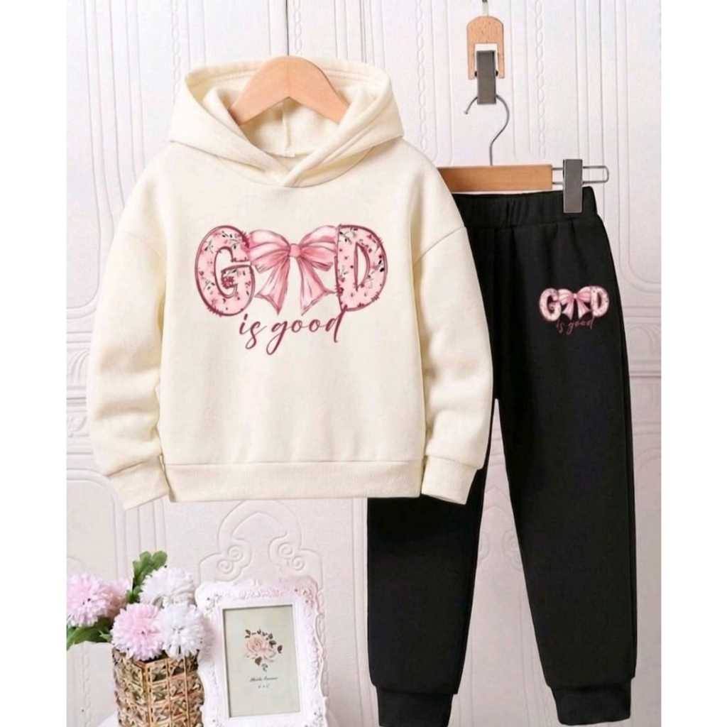 Conjunto de Moletom Infantil canguru com bolsos e capuz ajustável cordão God Conforto