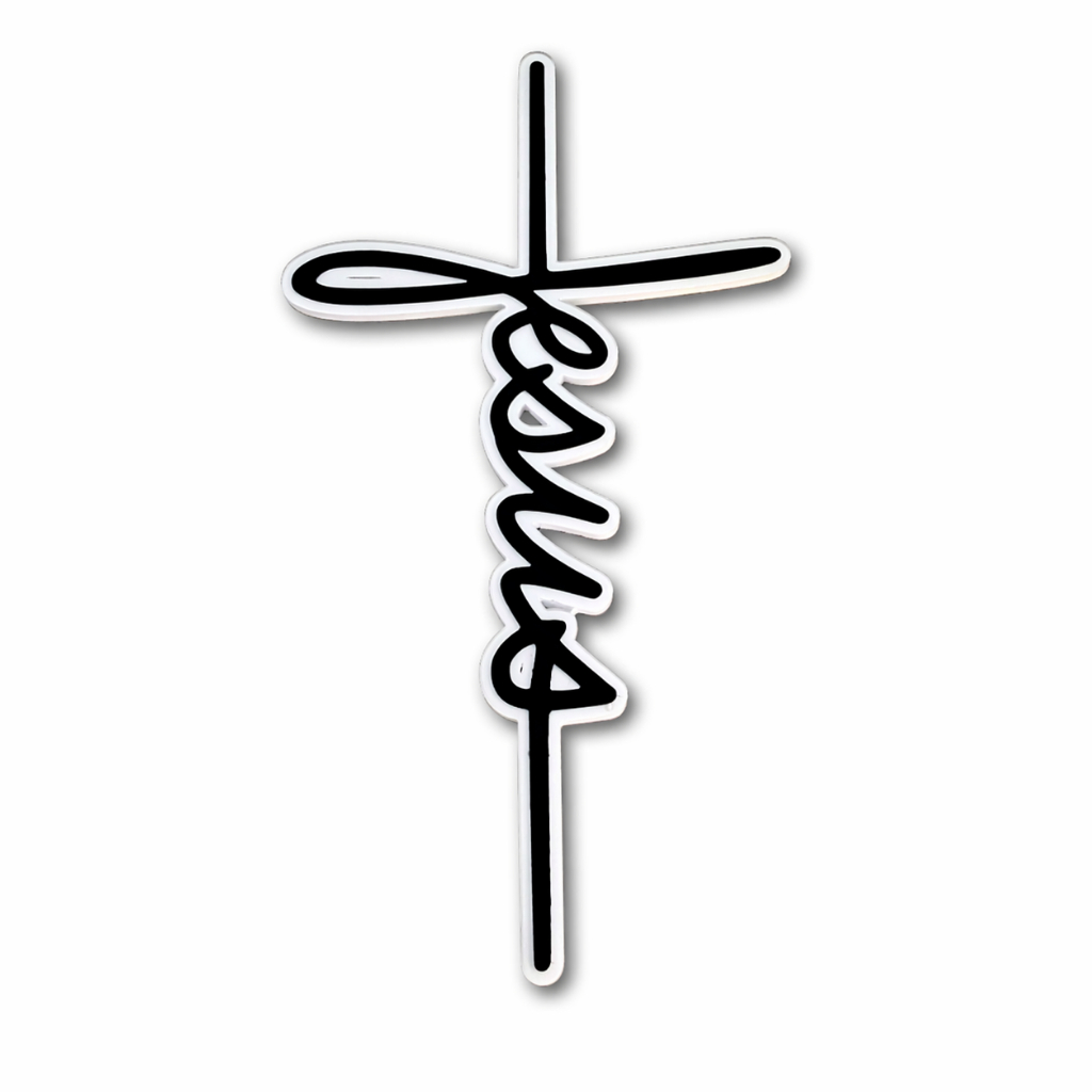 Placa Decorativa Cruz Jesus Moderna | Quadro Religioso Minimalista Parede Decoração Cristã