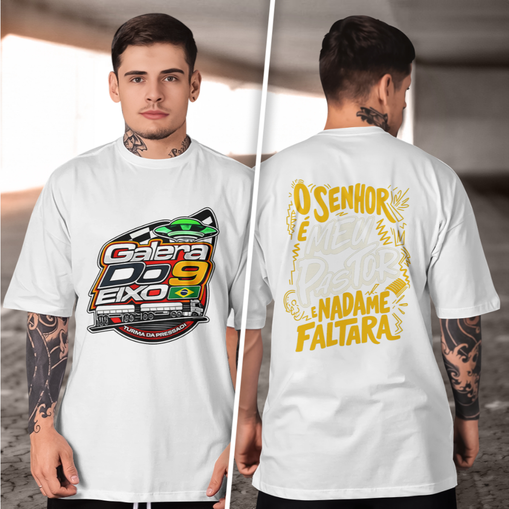 Camiseta GALERA DO 9 EIXO ROTA 262 SENHOR É MEU PASTOR NADA ME FALRARA Básica Premium 100 % ALGODAO