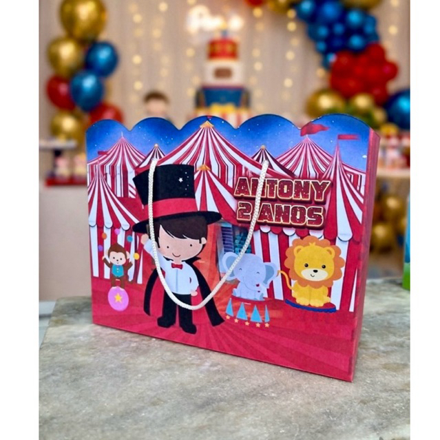 10 Sacolinhas Personalizadas Mágico do Circo, Lembrancinha | Festa | Aniversário | Circo Pegue e Monte