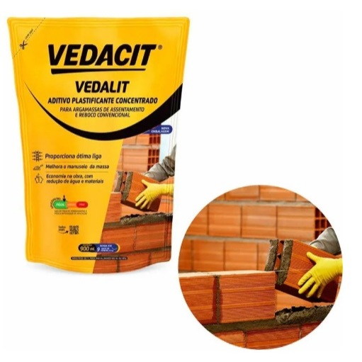 Vedalit 900ml Vedacit Aditivo Líquido para Argamassa e Reboco Plastificante Aderência Construção