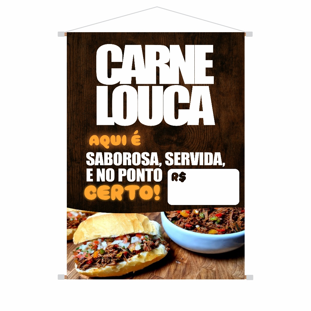 Banner Vende-se Carne Louca Personalizado Diversos Tamanhos