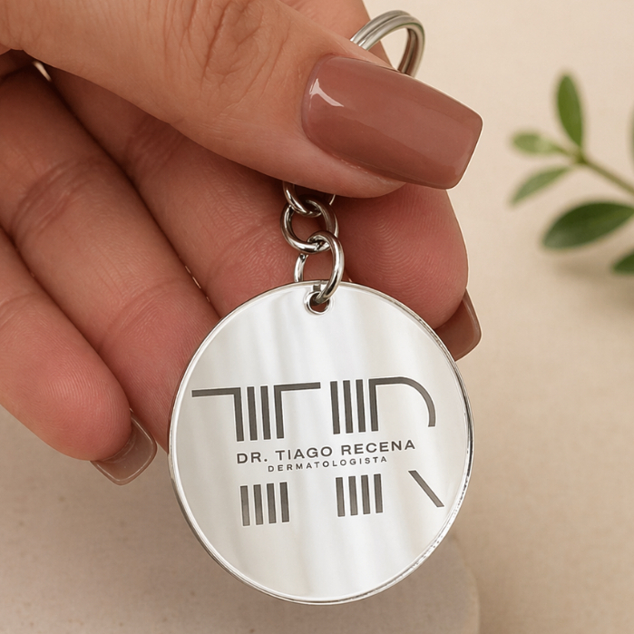 Kit 80 Chaveiros de Acrílico Espelhado Personalizado Para Lembrancinha Para Loja Estabelecimentos