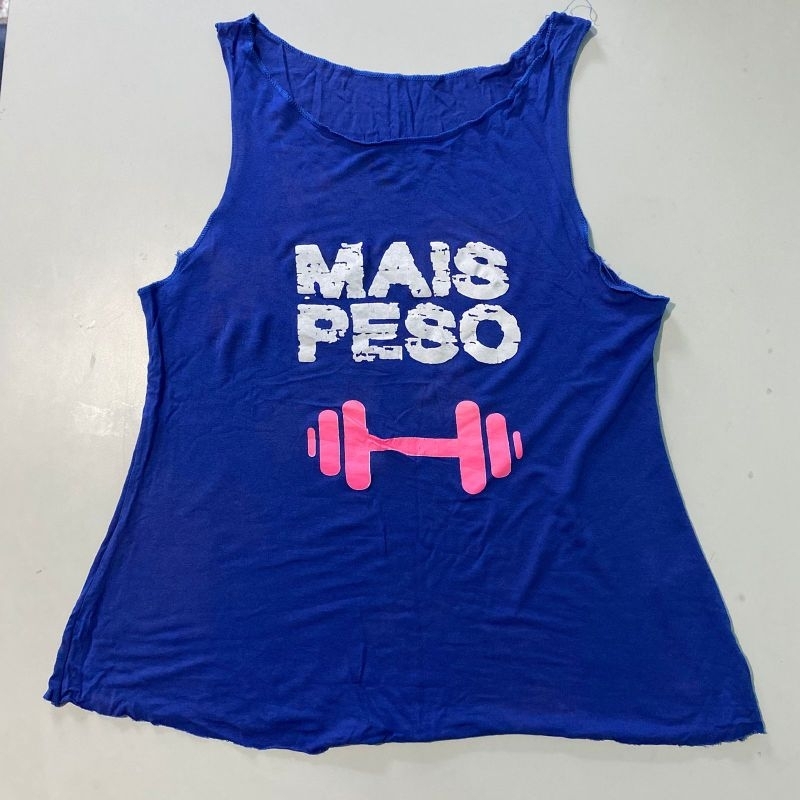 Regata Academia Feminina Fitness Azul Estampa Live Fit Barato