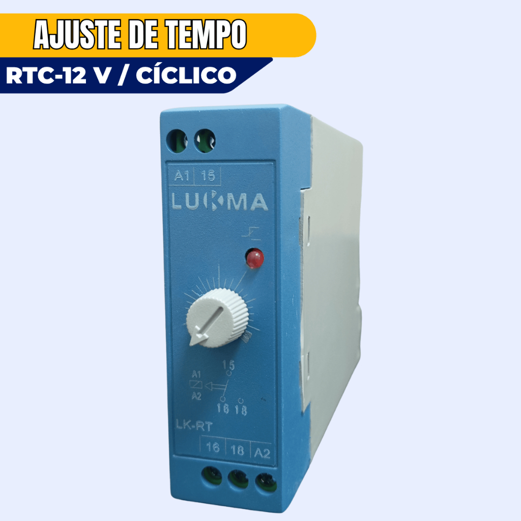 Rele Tempo 12V Temporizador Ciclico RTC  Cx Estreita Lukma