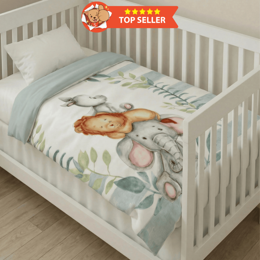 Edredom de Berço Bebê 400 Fios Dupla Face (PREMIUM) Grosso Quentinho Super Macio Conforto Seguro