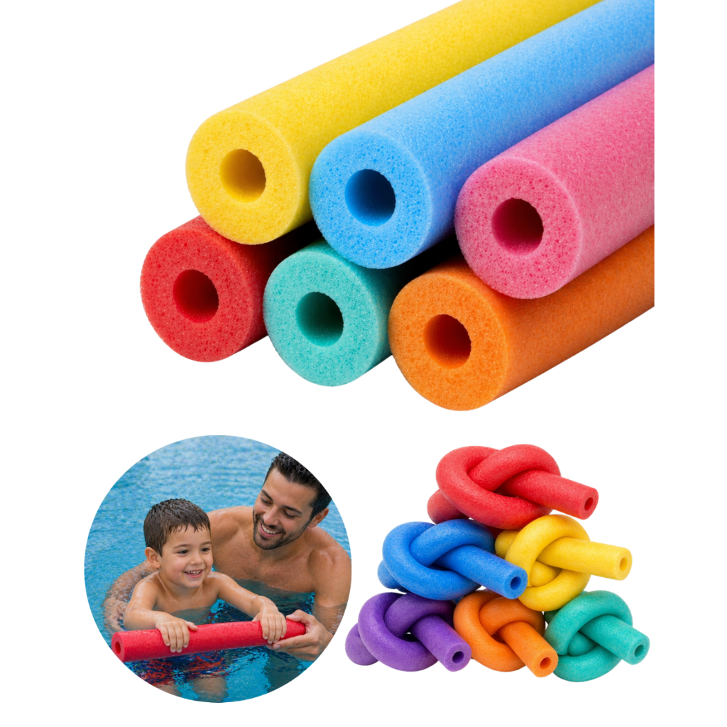 Kit Boia Macarrão Piscina Espaguete Flutuador Hidro Natação Ensina Crianças Nadar Praia Furo Lazer