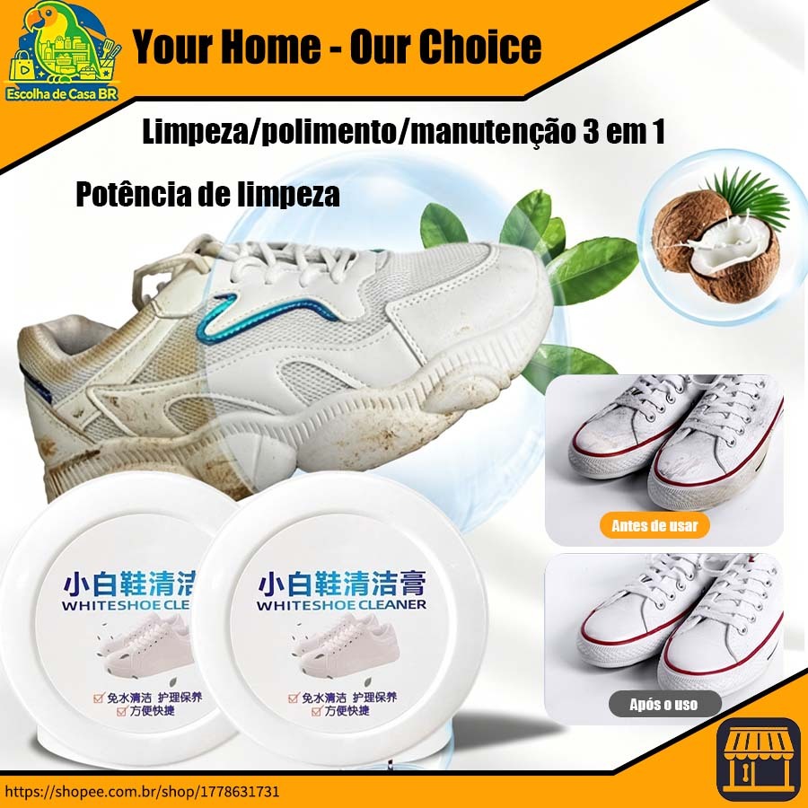 Creme De Limpeza De Sapatos Brancos 260G -Removedor Versátil De Manchas E Solução De Clareamento Com Esponja