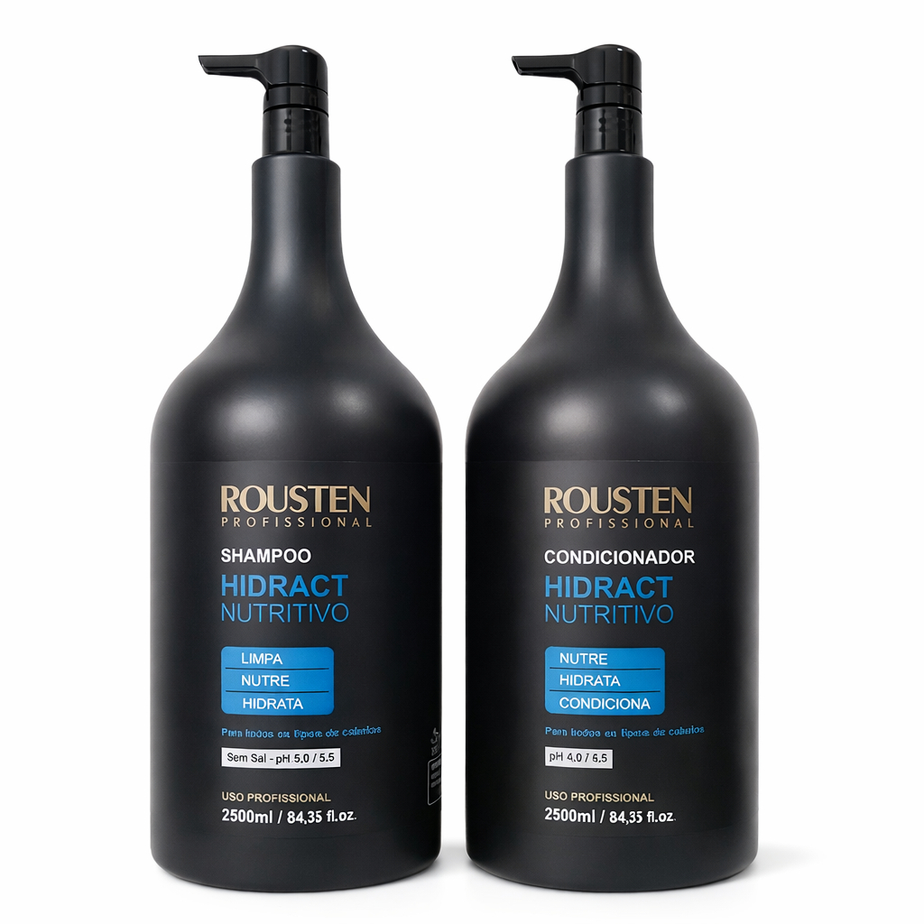 LINHA SALÃO DE BELEZA Shampoo E Cond 2,5 L HIDRACT/NUTRITIVO ROUSTEN. Hidrata, nutre e condiciona.