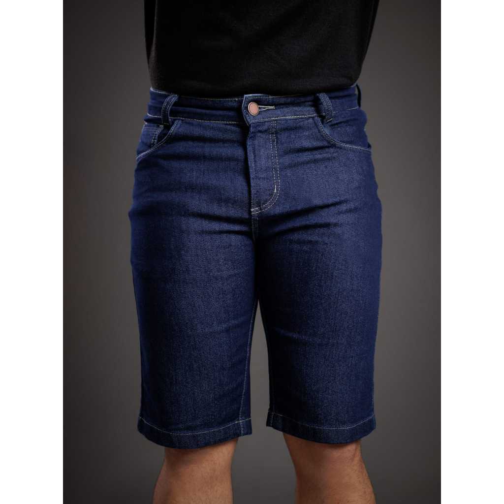 BERMUDA MASCULINA JEANS ELASTANO CASUAL CONFORTO BOLSOS BASICO SLIM