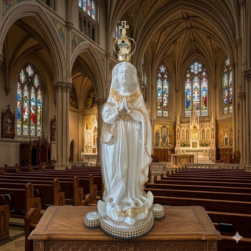 Imagem Fac Simile Branca de Nossa Senhora Aparecida com Pedraria