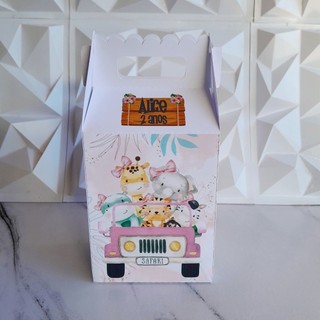 Caixa Maleta Safari Rosa Personalizada/ Lembrancinha de festa/ Aniversario