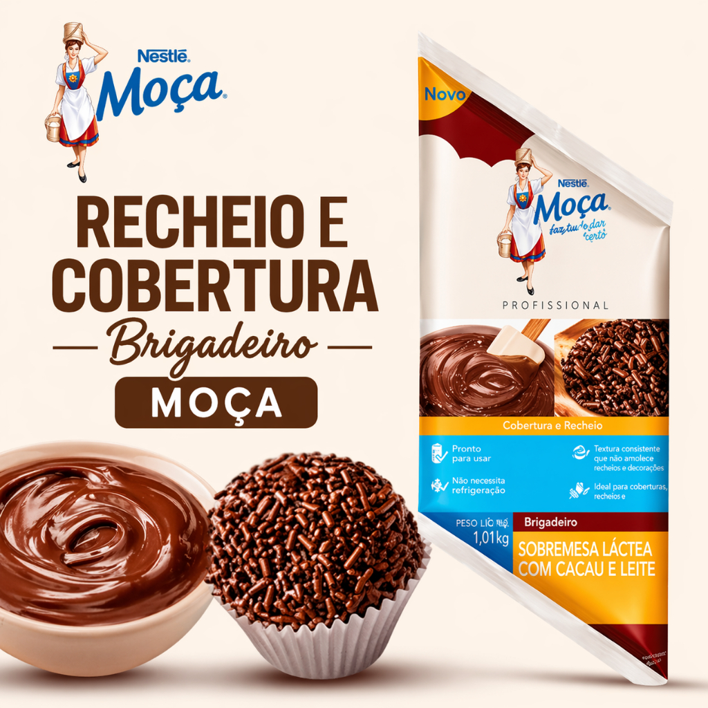 Recheio e Cobertura Brigadeiro Moça Nestlé 1,01kg Profissional Cremoso Pronto Para Uso