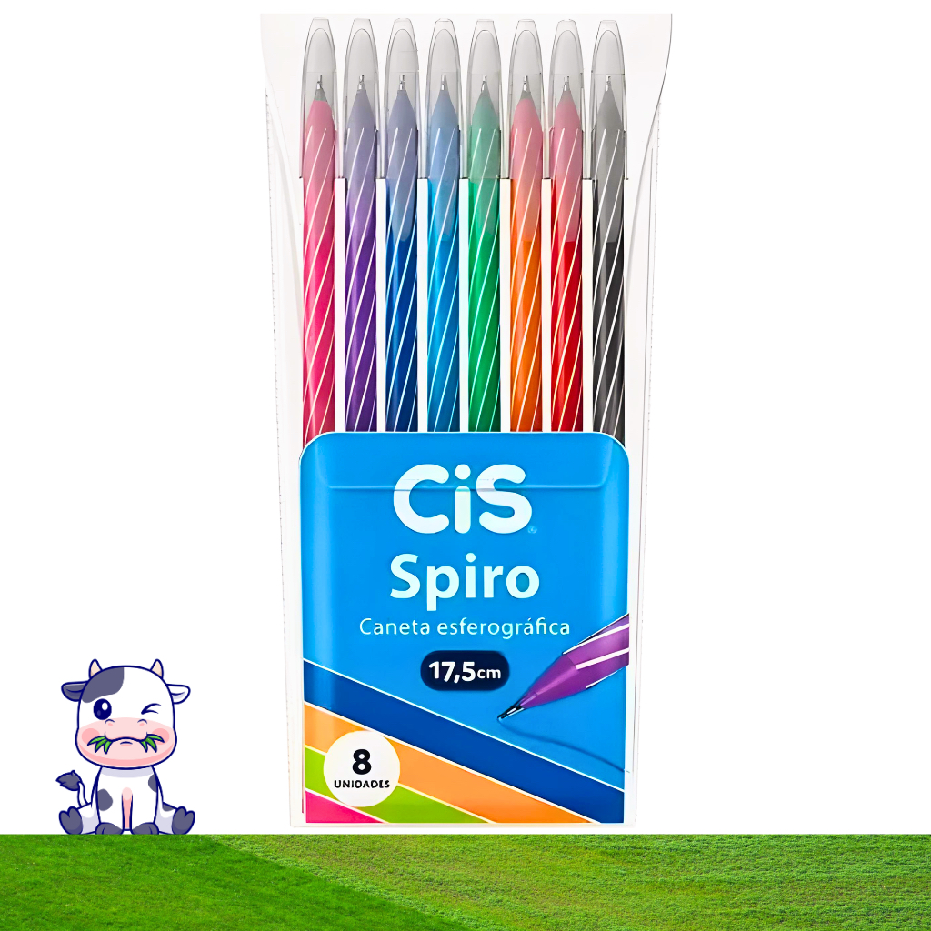Cis Spiro Estojo C/8 Canetas Esferográficas 0.7mm Ponta Fina
