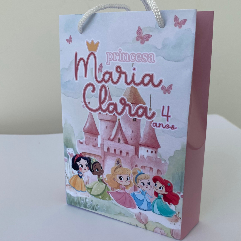 Kit Sacolinha 10|15|20 Personalizada Princesas Cut Festa 10x15cm | Lembrancinha, Embalagem, Kit Presente com Alça