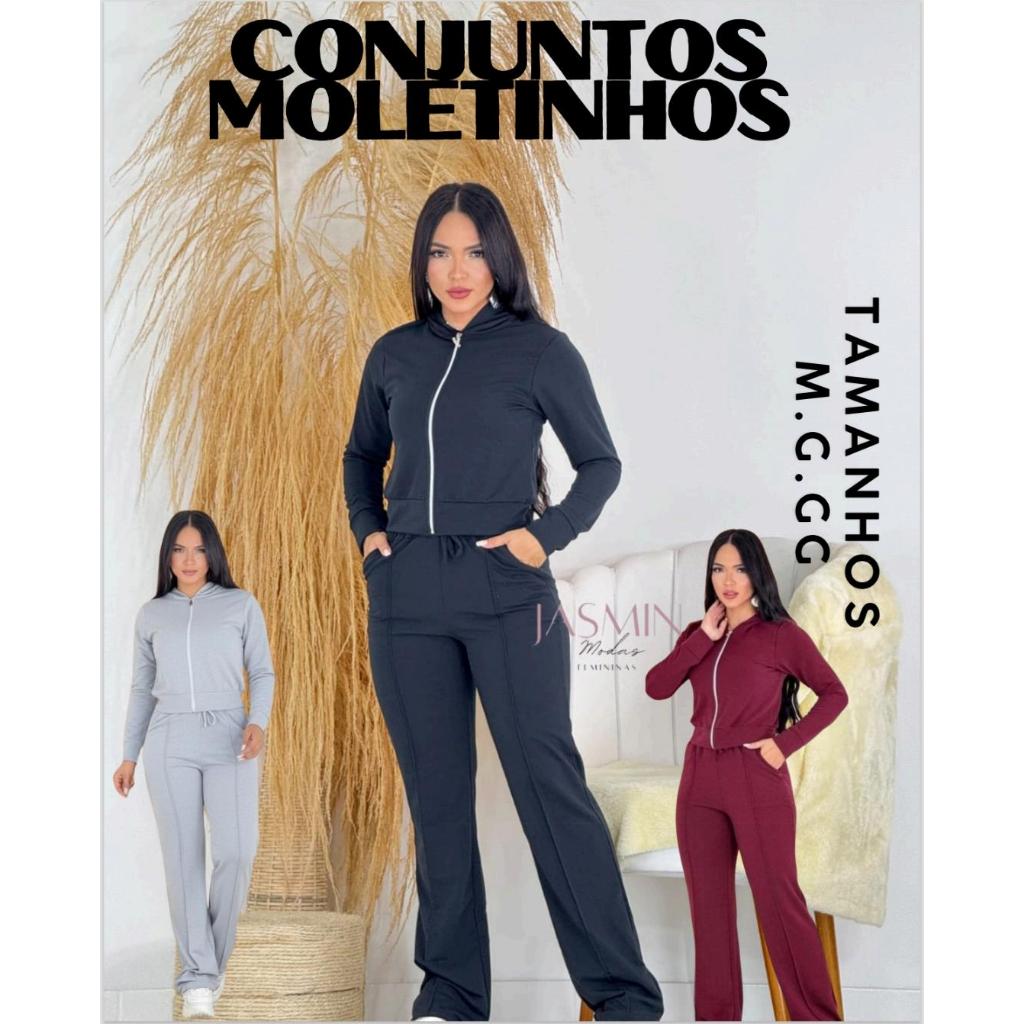 Conjunto Moletinho Feminino com Capuz e Zíper – Casual, Confortável e Moderno