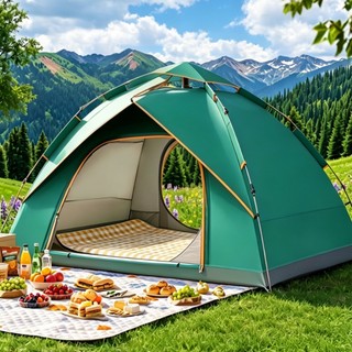 Barraca De Acampamento Automática Para 2-4 Pessoas 200x200x155cm Rápida Leve para Pesca e Caminhada