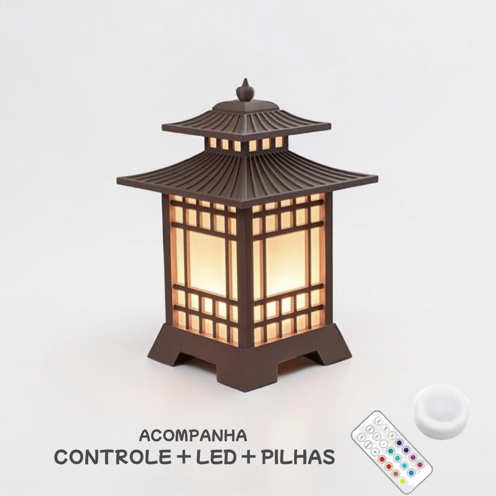 Imagem Luminária Japonesa 3D LED RGBW com Controle ou USB - Decoração Zen Oriental Quarto Sala Mesa