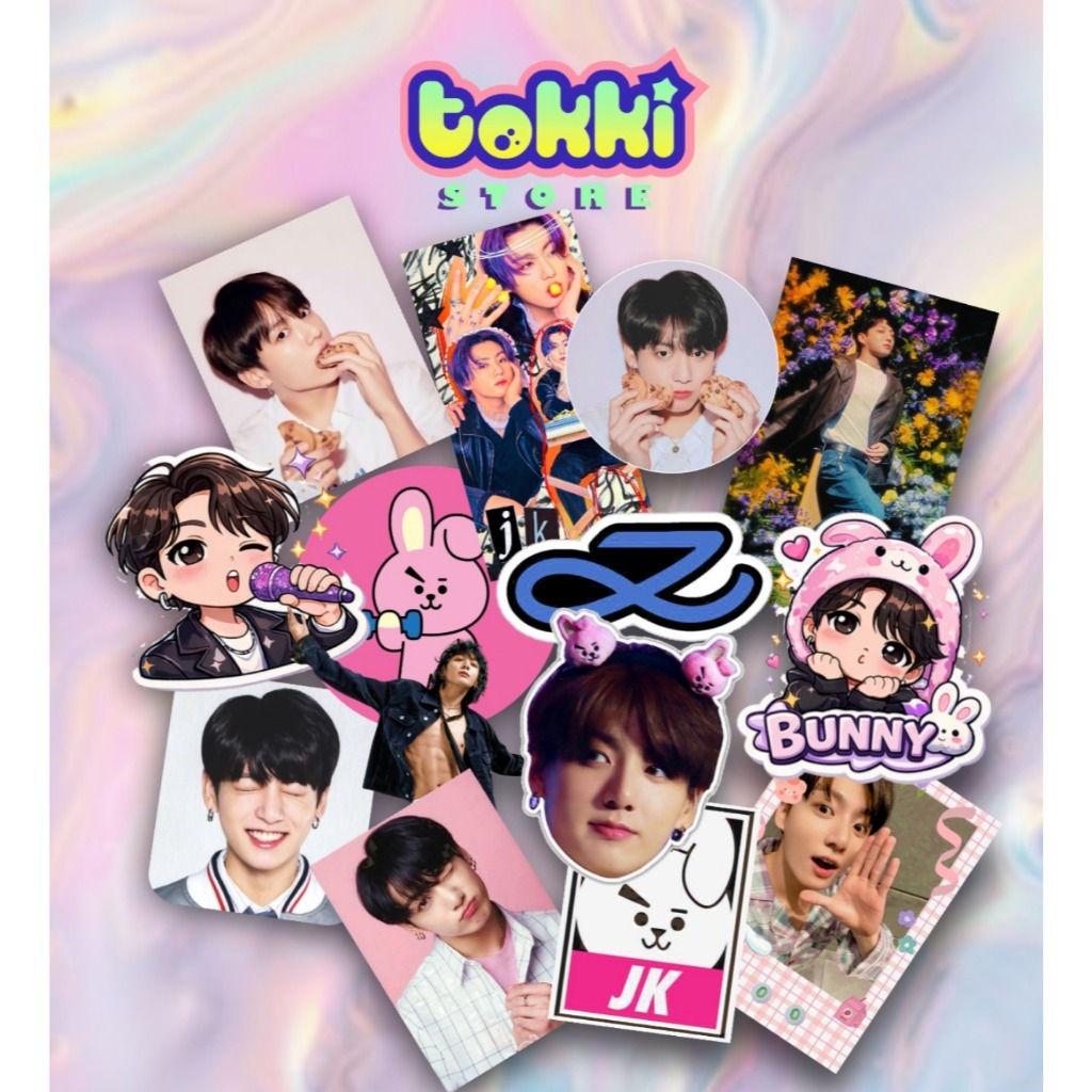 Kit Adesivos Holográficos Jungkook Tema Jung Kook Para Caderno Mochila Kindle Garrafa Agenda Notebook Idol