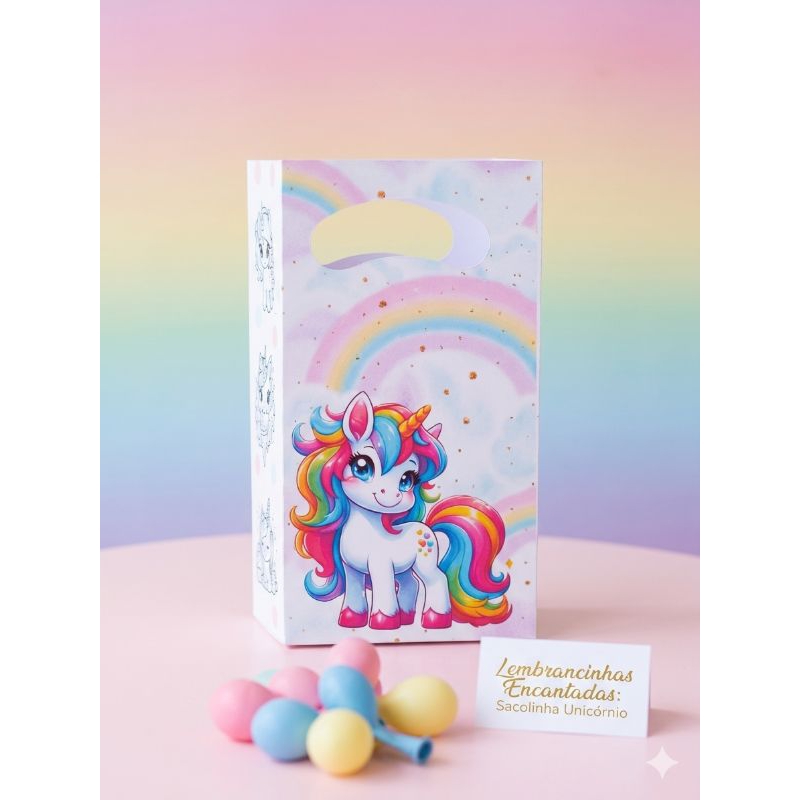 30 Sacolinhas Personalizadas Unicornio para lembrancinhas festas temáticas Pegue e monte Personalizada