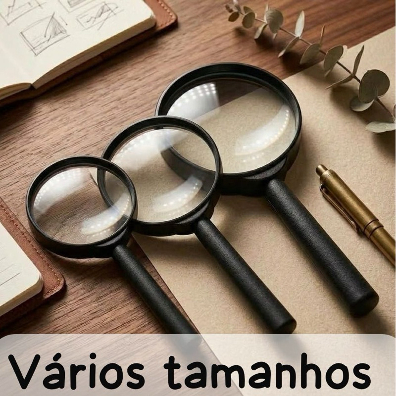 Lupa de Aumento para Leitura de Letras Pequenas Alta Ampliação Vários Tamanhos