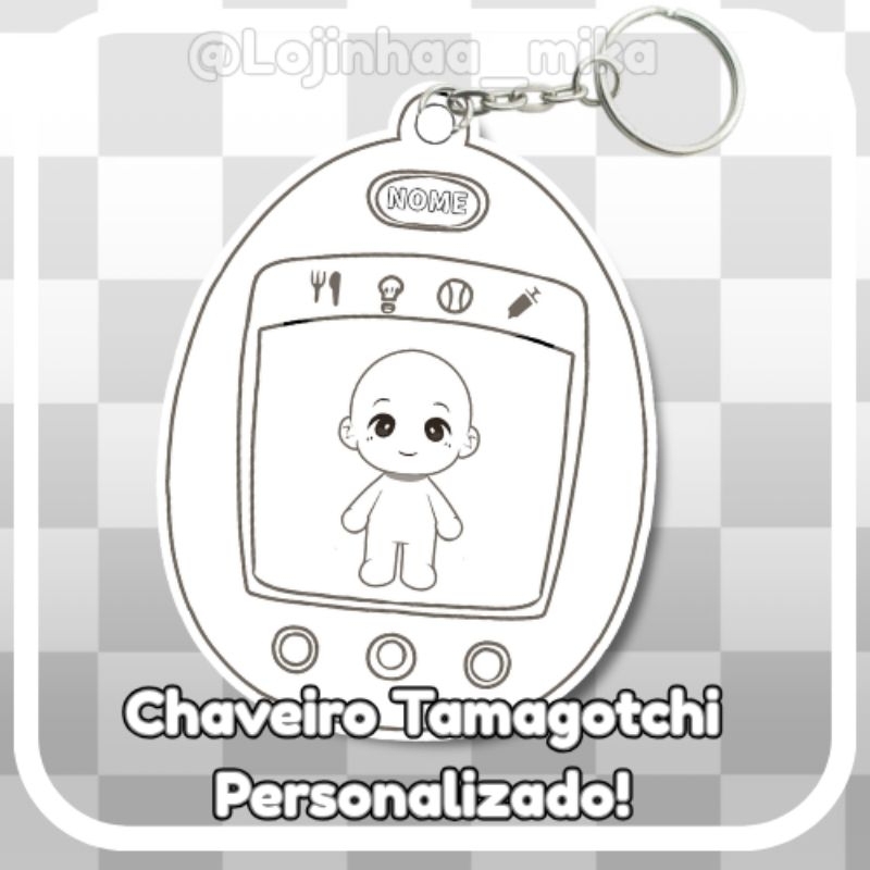Chaveiro resinado Personalizado Tamagotchi YCH Oc Personagens Fanart Cute Games Comissão Arte