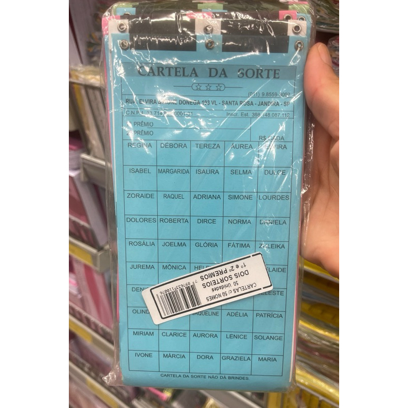 Cartela de RIFA com 50 Nomes  Cartela da Sorte Com 2 Nomes de Sorteios