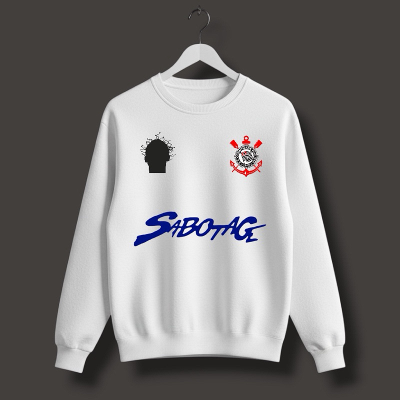 Moletom Sabotage Collab Futebol Paulista Sem Capuz Blusa De frio Tecido LEVE Inverno