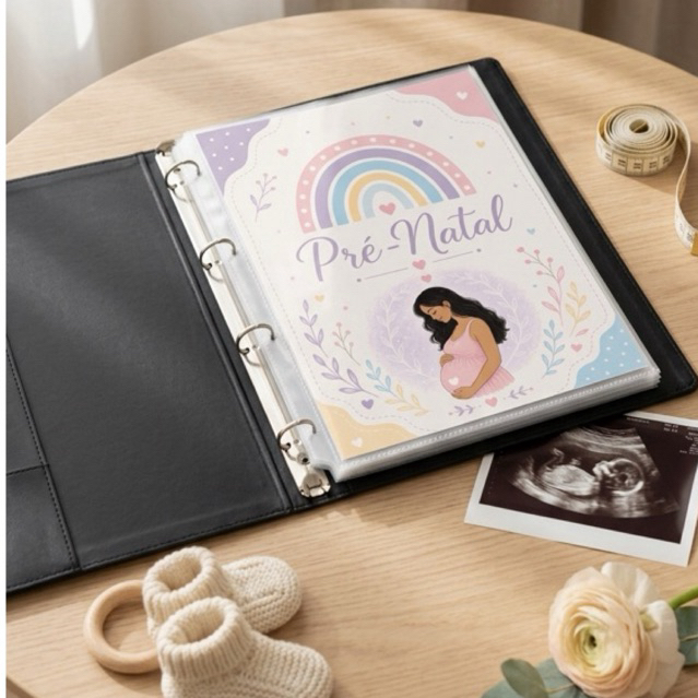 KIT DE FOLHAS DIVISÓRIAS PARA PASTA GESTANTE ACOMPANHAMENTO PRÉ-NATAL - modelo mãe arco-ires