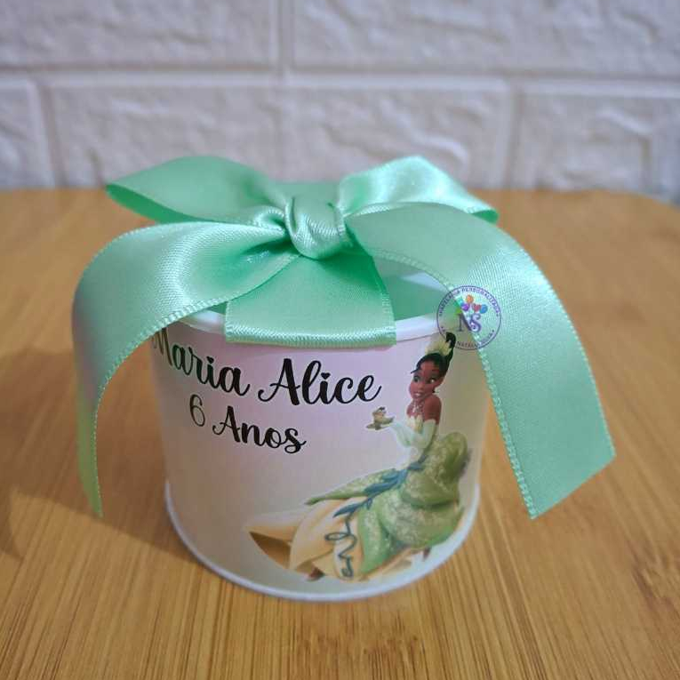 KIT MINI TUBOLATAS PERSONALIZADAS 5X6 - TIANA A PRINCESA  E O SAPO CLASSICA /LEMBRANCINHAS/ANIVERSÁRIO