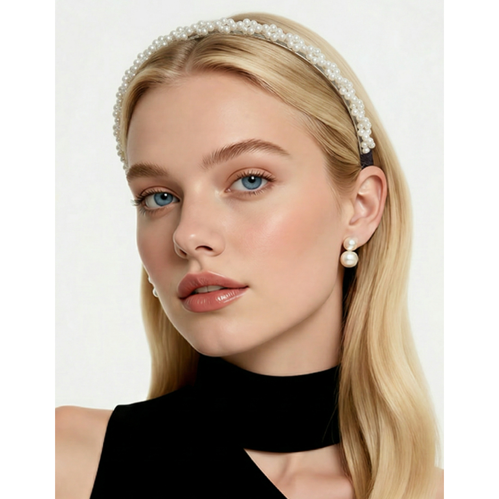 Tiara de Cabelo Arco Delicada Pedraria Pérolas Strass Luxo Arquinho