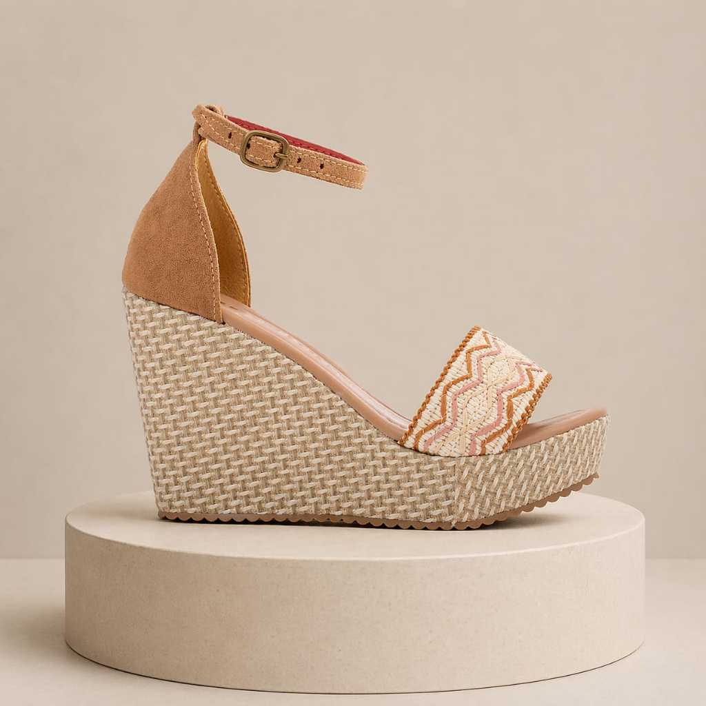 Sandália Anabela Feminina Salto Alto Plataforma Casual Blogueira Confortável Tendência LRS.02LK