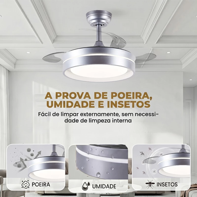 Ventilador de Teto LED Turbo Silencioso Retrátil Brightech 36/42 — foto 8