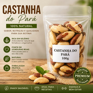 Castanha do Pará 100g Natural Premium | Fresca, Selecionada e Sem Conservantes