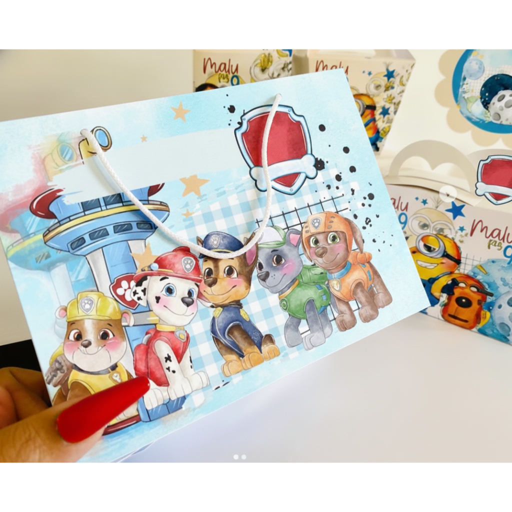 sacolinha pegue e monte patrulha canina menino-lembrancinha personalizada-caixinha personalizada-festa personalizada