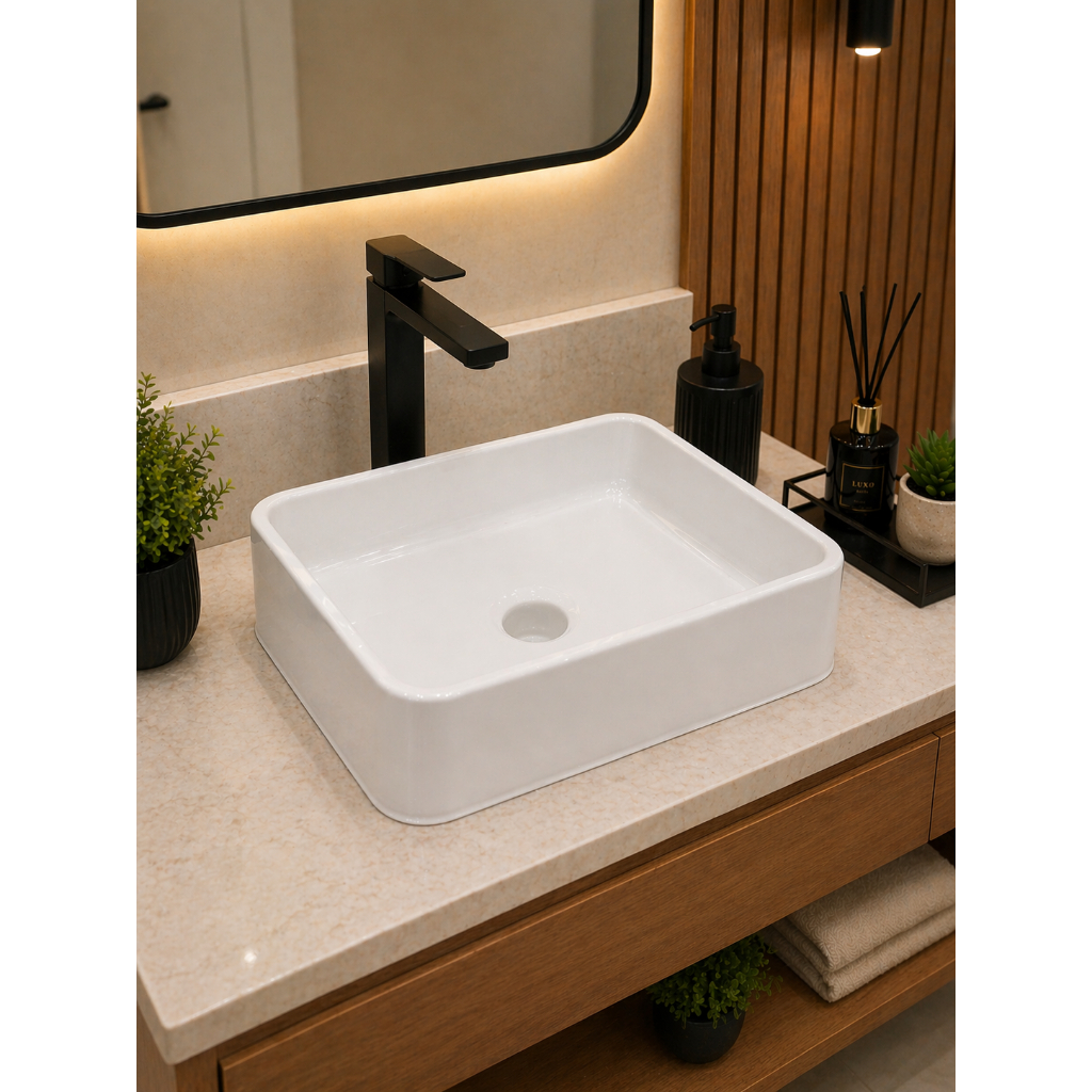 Cuba de Sobrepor Pia Para Banheiro ou Lavabo 42x27 Polietileno